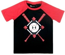 Under Armour Little Boys Heatgear Short Sleeve T-Shirt NWT Size 4 Red  Black