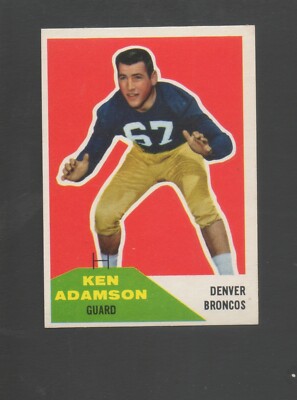 1960 Fleer Football Card #33 Ken Adamson-Denver Broncos Near Mint Card