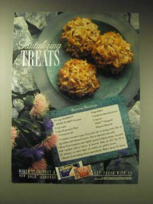 1989 Baker's Coconut and Dole Almonds Ad recipe for Marvelous Macaroons 