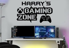 Gaming Zone Personalised Wall Stickers X One Controller Game Zone Decals Kids GZ
