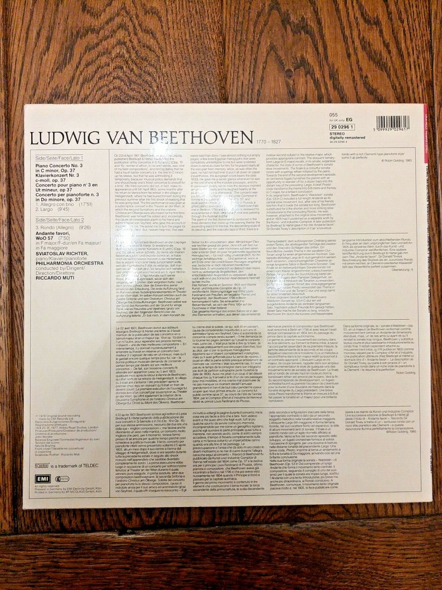 Sviatoslav Richter - Beethoven Piano Concerto No. 3 . HMV 29 0296