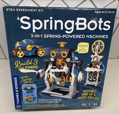 Spring Bots 3 in 1 Spring Powered Machines STEM Experiment Kit 550038 NEW,Sealed