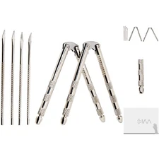 Nut Cracker Set - Stainless Steel - 2 Crackers & 4 Picks - White