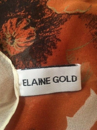 ELAINE GOLD STUNNING LARGE VINTAGE CHIFFON BOLD PRINT SCARF MADE IN ITALY - Picture 9 of 9