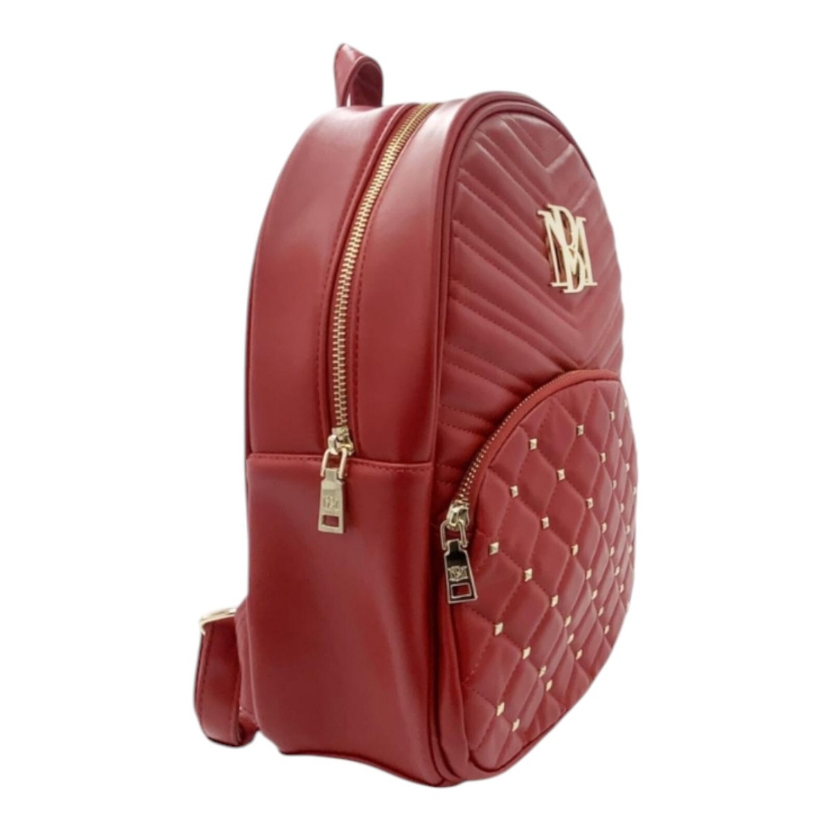 NEW! Badgley Mischka Red Diamond Quilted Gold Studded Vegan  display picture 1