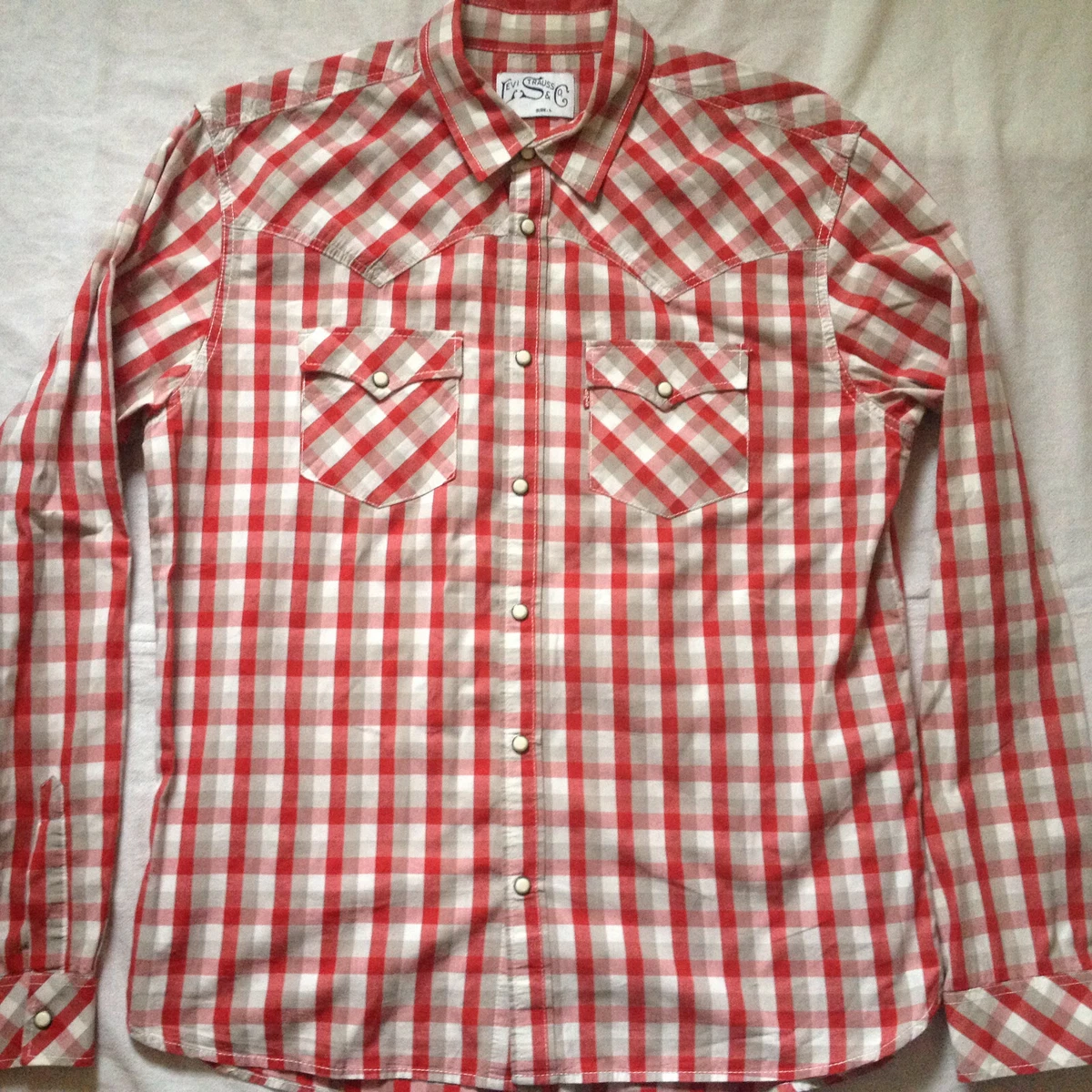 LEVI'S MEN'S WESTERN CHECK L/S SNAP SHIRT LARGE EURO