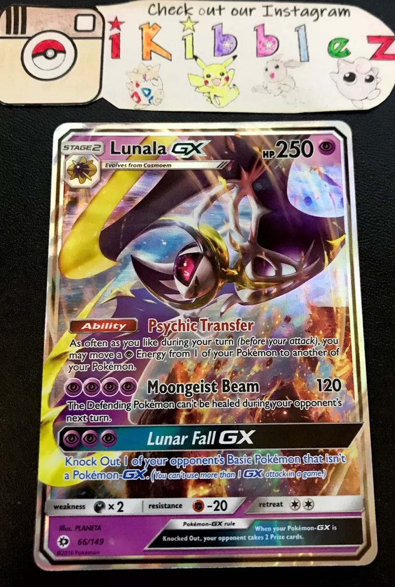 Lunala GX ULTRA RARE 66/149 Sun and Moon Base Set Pokemon Card HOLO NM 2016