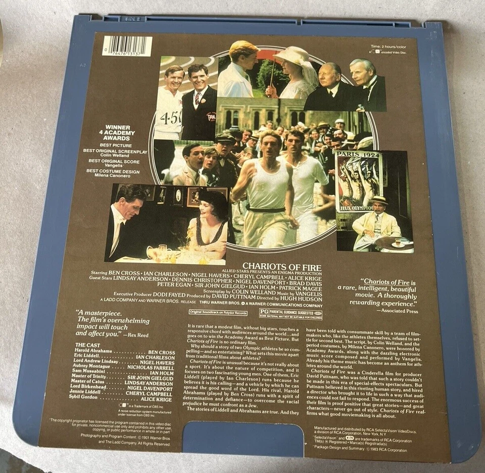 CHARIOTS OF FIRE RCA VIDEODISCS WARNER HOME VIDEO STEREO RCA 13137 Foto 2 de 2