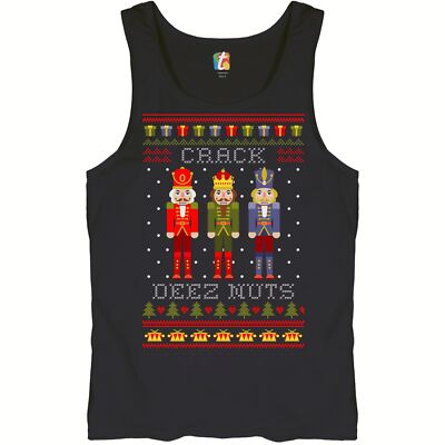 Crack Deez Nuts Tank Top Funny Christmas Nutcracker Ugly Sweater Men's Top