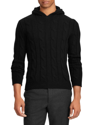 Ralph Lauren Purple Label Cable Knit Cashmere Hoodie Sweater New