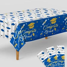 KatchOn Blue and Gold Graduation Tablecloth - Pack of 3 | Blue and Gold Table...