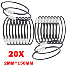 20PC Black 2.0mm 150mm Wire Keychain Cable Metal Luggage Tag Loops Key Rings HOT