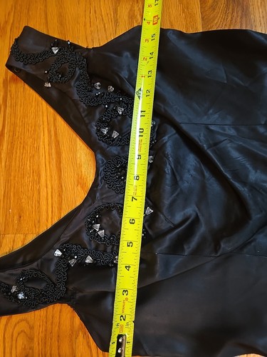 Vtg 1950s MISS CANE New York Black Silky Satin Party Prom Dress Gown Full Skirt - Picture 13 of 17