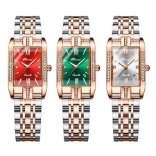 Women Classic Waterproof Stainless Steel Watch Rectangle Analog Dress Wristwatch