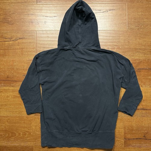 James Perse Hoodie Womens 2 Black 3/4 Sleeve Oversized Distressed Lived In Alt - Picture 2 of 13