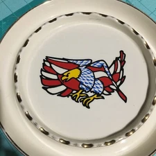 American Eagle, Flag,Patriotic,Americana Ceramic Ashtray Vintage Read Descr