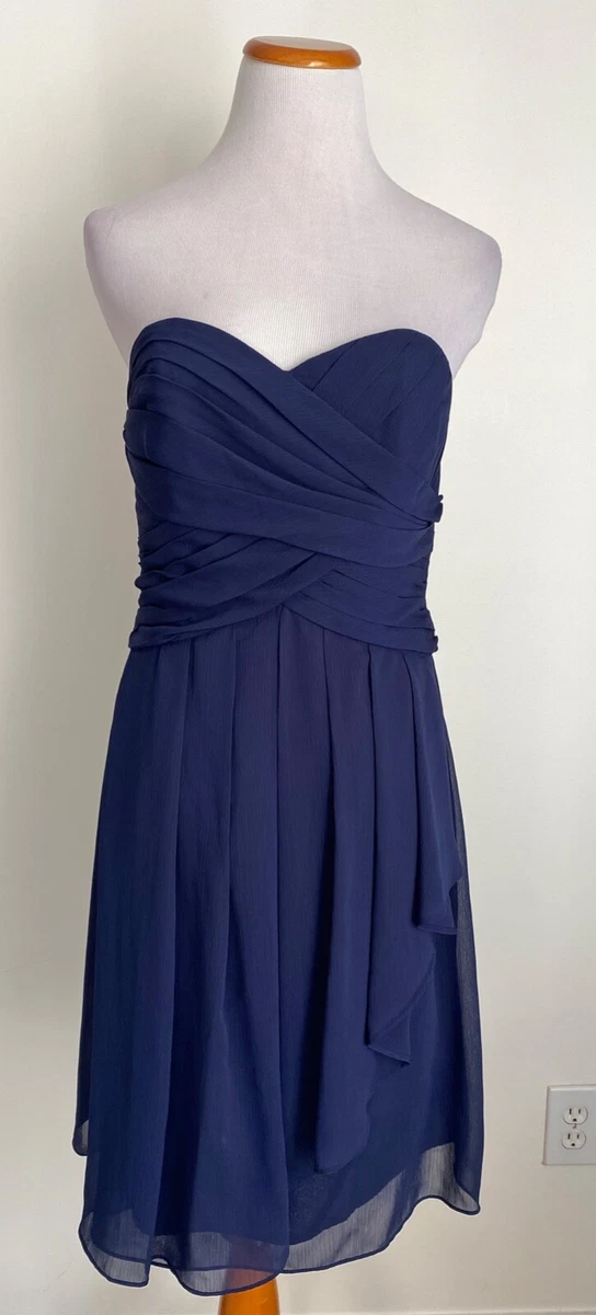 Davids Bridal Navy Blue Marine Strapless Bridesmaid Party Dress F14847 Size 6