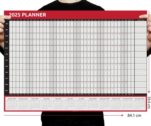 2025 A1 - A2 - A3 Full Year Wall Planner Calendar Home Office Work JAN - DEC - Picture 9 of 11