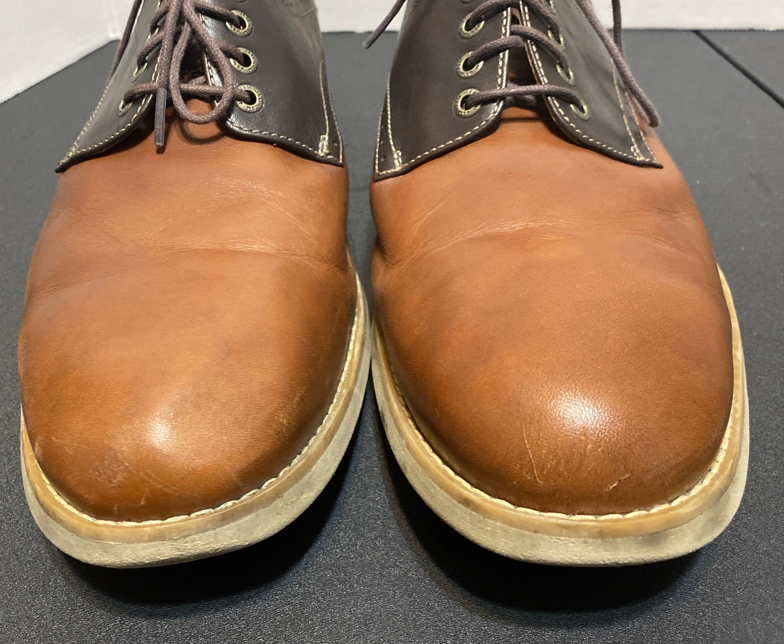 SAOLA JOHNSTON & MURPHY 59 10372 scarpe da uomo taglia 11 M colorblock PELLE LACCIATE