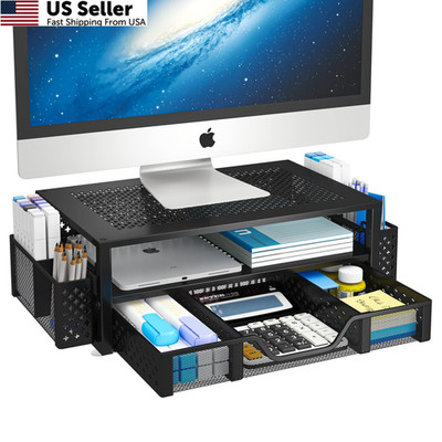 Simple Trending Desk Organizer and Accessories, 2 16''W x 10''D x 6.25''H, Black