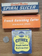 Lot 3 VTG New Kitchen Gadgets in Original Boxes Juice Extractor Spiral Slicer +