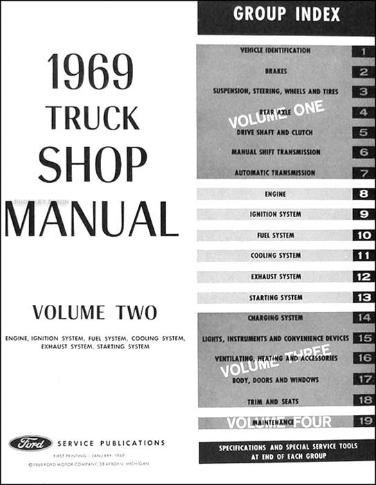 1969 Ford Truck ORIGINAL Shop Manual 4 Vol Set Pickup Van Bronco Repair Service