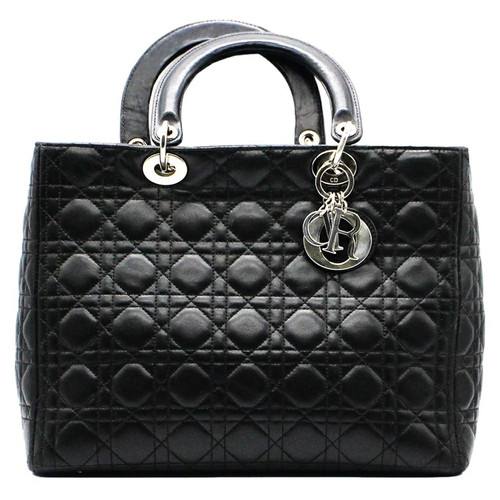 Christian Dior Lady Dior Cannage Large 2Way Handbag Shoulder Bag Lambskin