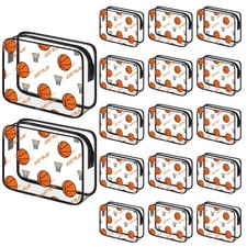 24 Packs Basketball Clear Makeup Bags Bulk Sports Goodie Snack Bags with Zipp...