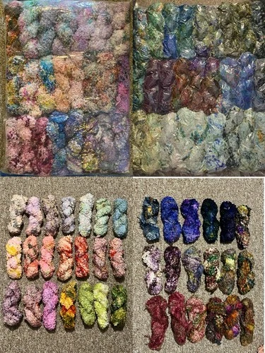1 Skein Hand Dyed Italian Bulky Wool Loop Boucle Yarn Big Ear Flowers 100g/85yd - product listing photo