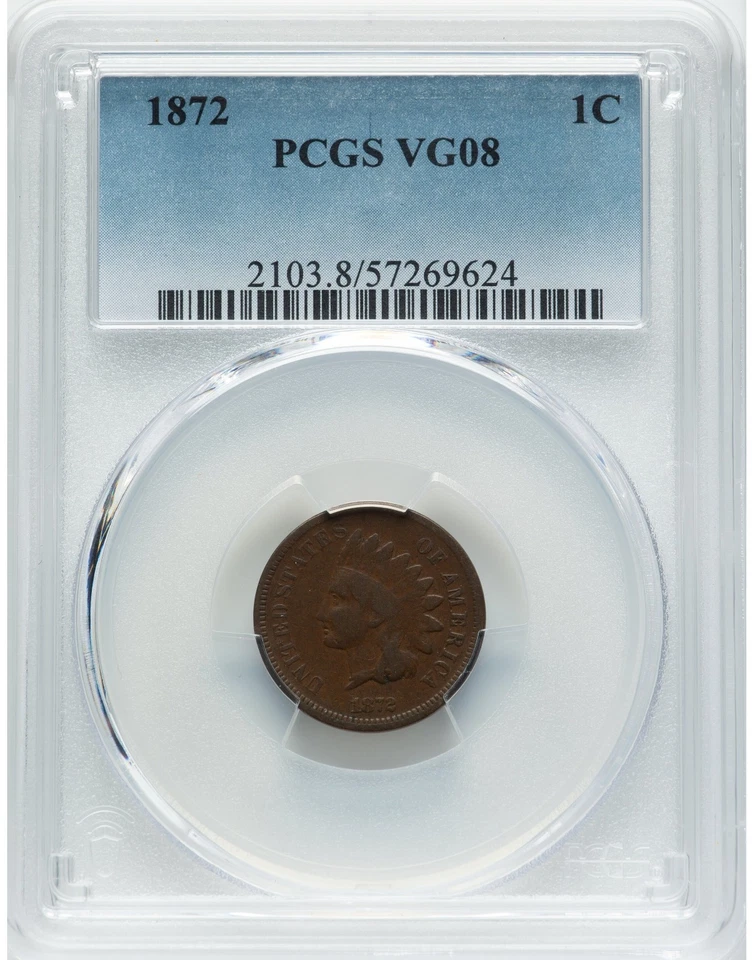 1872 Indian Head Cent, Penny, PCGS VG08, Ryan's Rare Coins & Antiquities, C8419 - Image 4 of 4