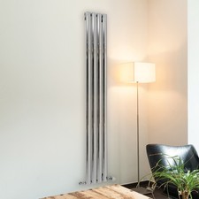 Sleek Vertical Designer Radiator: Polished Stainless Steel 2000mm H x 292mm L