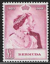 Bermuda (British) 1948 Scts #134, Mint/VVLH, "Silver Wedding",  Superb - Gem