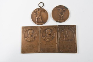 O43L06 5 Sport Medaillen / Plaketten Bronze