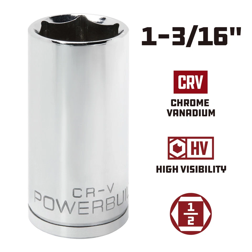 Powerbuilt 1/2 Inch Drive x 1-3/16 Inch 6 Point Deep Socket - 940113 - Image 2 of 4