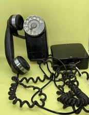 Vintage Automatic Electric Company Monophone Black Dial Wall Telephone