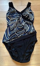 Longitude 12 L One Piece Black Print Wrap Swimsuit