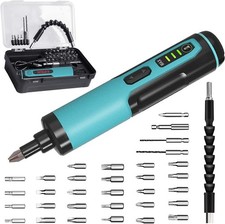 Electric Cordless Screwdriver Set Kiprim 4V w/33pc bit set 
