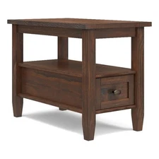 Simpli Home Warm Shaker Rectangle Transitional Solid Wood Side Table in Brown