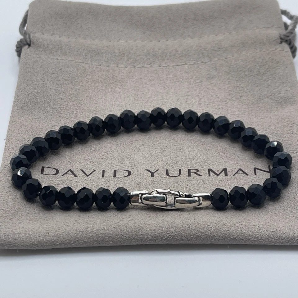 Brazalete David Yurman Plata Esterlina Cuentas Espirituales Espinela Negra Foto 3 de 3