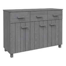 Sideboard-3 Drawers-3 Cabinets-Dark Gray Solid Pine Wood-45 Inch