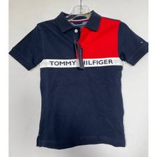 Tommy Hilfiger Blue/Red Color Block Collared Top Polo Shirt Boy's 4 NWT
