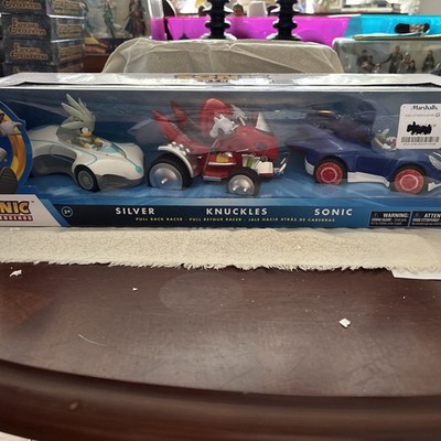 Sonic The Hedgehog Knuckles, Sonic & Silver Die Cast Pull Back Vehicle 3-Pack
