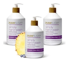 RAW SUGAR Simply Hand Wash, 16.9 Fl Oz (Pack of 3)