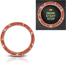 Car Bling Crystal Rhinestone Engine Start Decoration Ring, Ring Start Orange