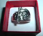 Vintage  Silver Goth Grim Reaper Ring Sz 7