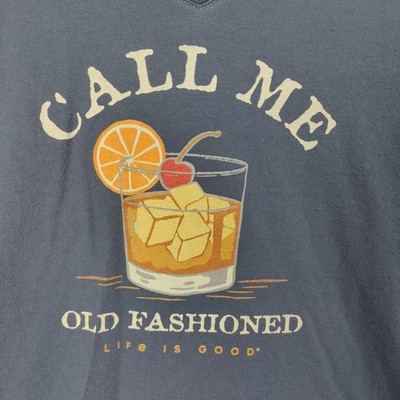 Life is Good Women Crusher Tee Old Fashioned Cocktail Mature Drink TShirt Medium