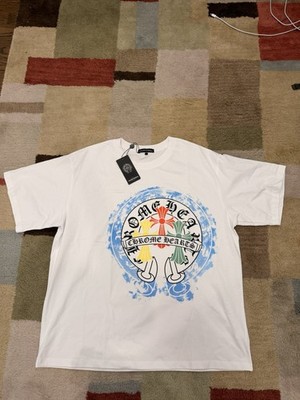 Chrome Hearts Men's White Graphic Logo Cotton Crew Neck T-Shirt Size L
