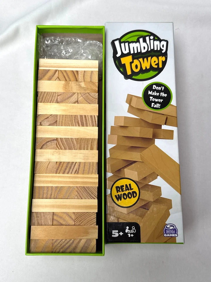 Jumbling Tower Game by Spin Master – Real Wood Blocks – Open Box, Unused - Image 4 of 4