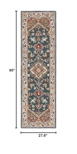  Heritage Collection Runner Rug - 2'3" x 8', Dark Green & Brown, Handmade  - Image 4 of 4