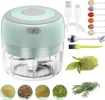 Electric Herb Grinder with Mini Scoop & Brush - 3.5-Inch 3.4Oz USB Cordless, Adj